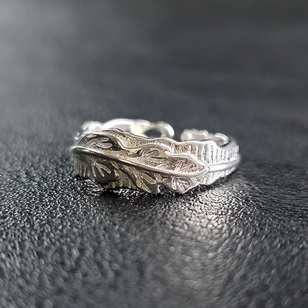 Vineton 실버 남자 엔틱 빈티지 명품 고대 숲 잎 반지