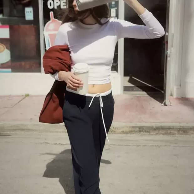 ZARA 자라 더블 웨이스트 와이드 팬츠 네이비 S