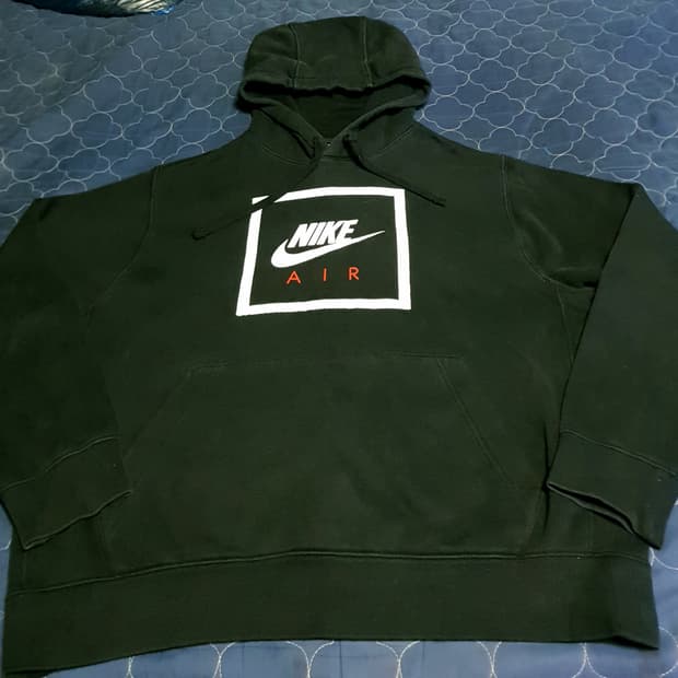 (해외판) 나이키 AIR5 박스로고 프린팅 풀오버 후드티 블랙 (L)