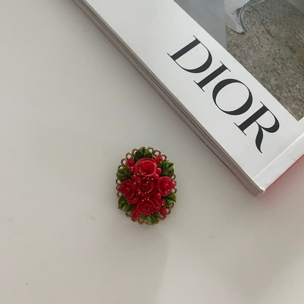 빈티지 로즈 장미 브로치