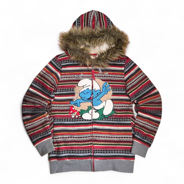 WHOLE HAUSS 홀하우스 스머프 노르딕 니트 퍼후드 집업 (M)