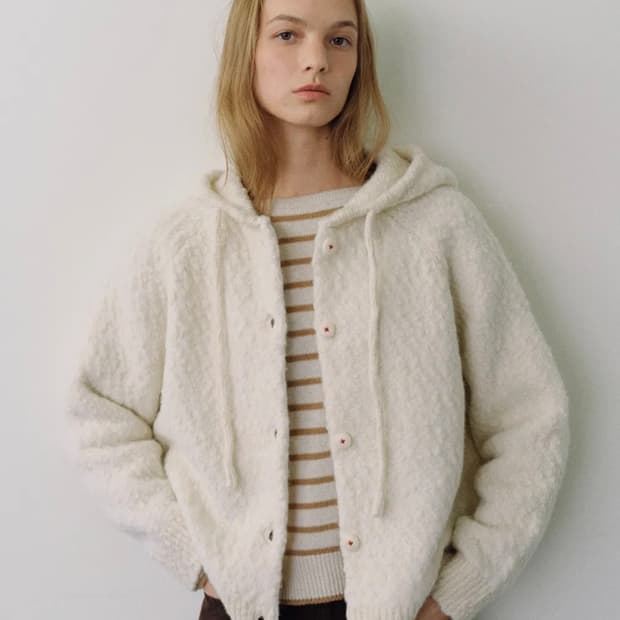 유라고 풀러피 후드 가디건