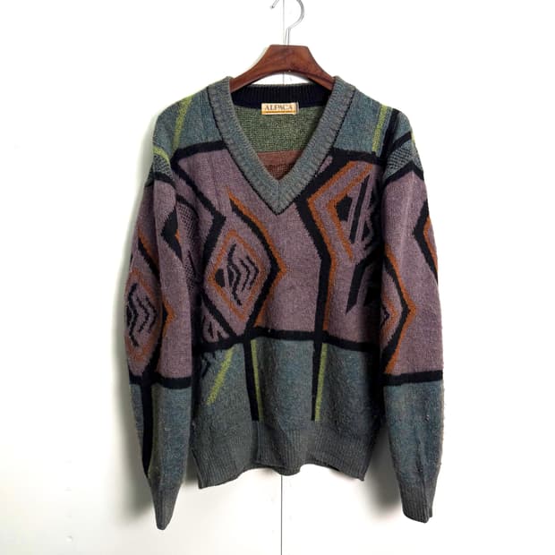 90s 빈티지 지오메트릭 아즈텍 니트
