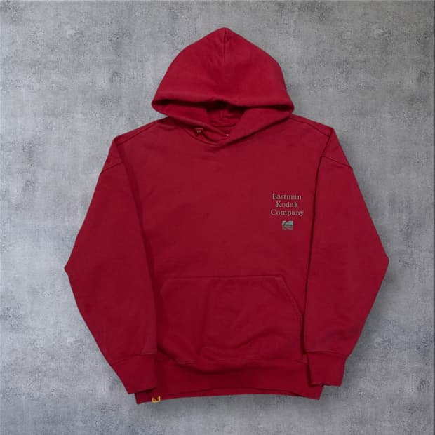 코닥 스펠아웃 로고 레드 후드티