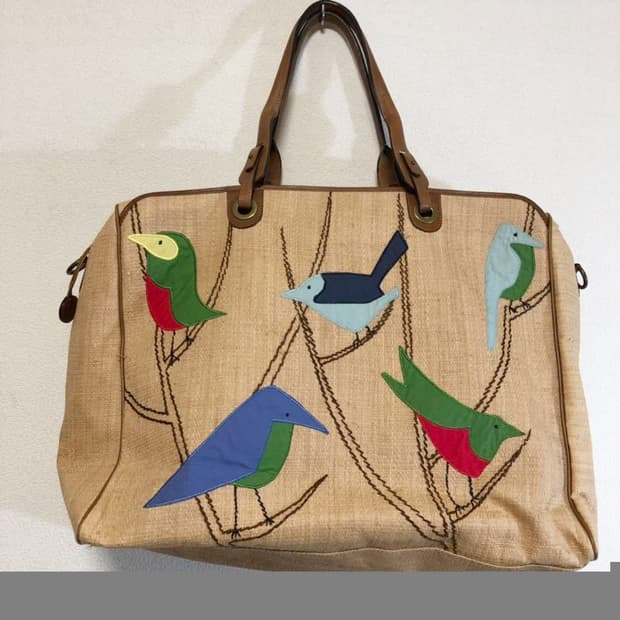 명품 MARNI 마르니 버드아플리케 라피아 빅백 토트백 트래블백 여행가방