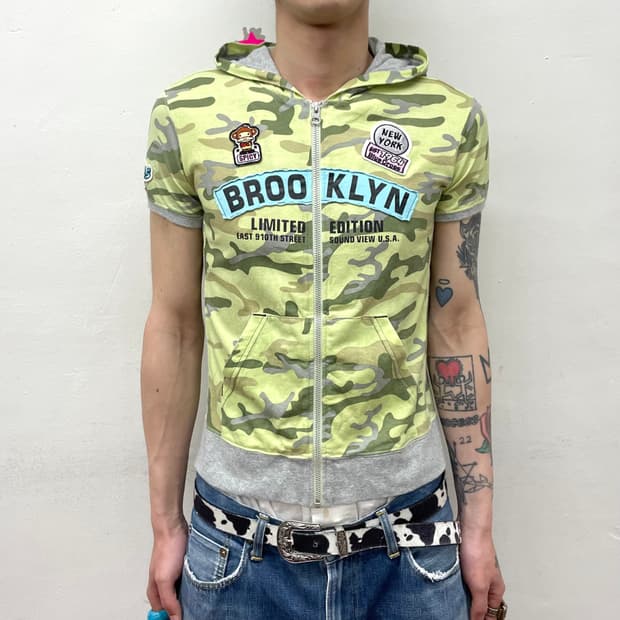 Blue Cross Monkey Camo Hooded T-Shirt 