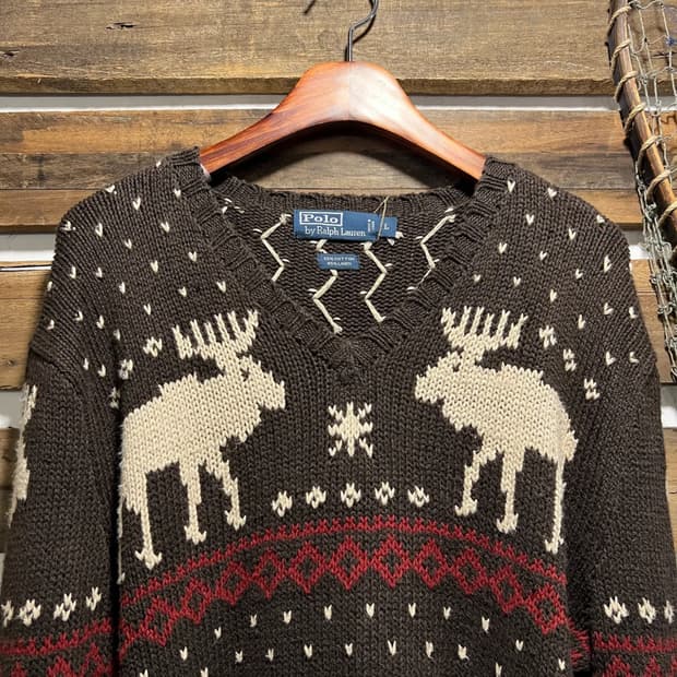 [L]폴로 랄프로렌 노르딕 패턴 코튼 린넨 니트