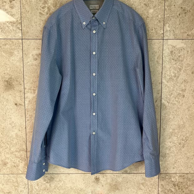 브루넬로 쿠치넬리 슬림핏 남방 하늘색 M 정품