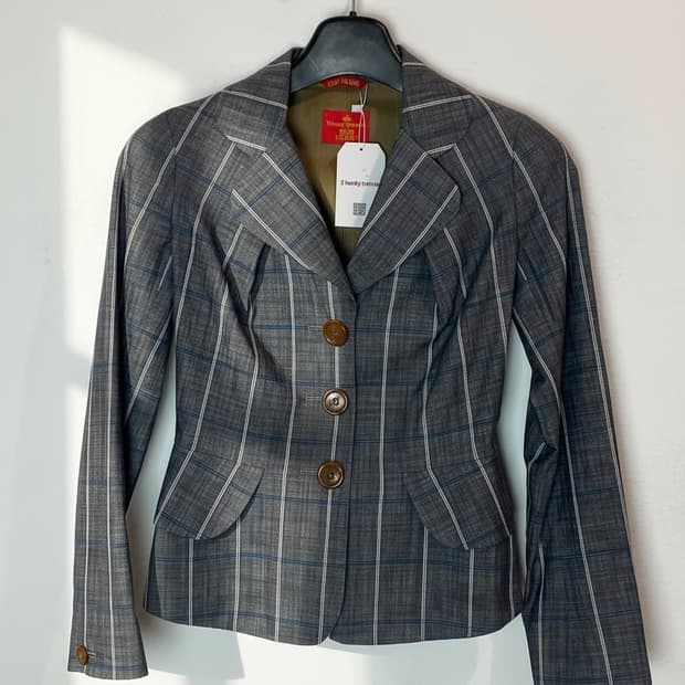 비비안 웨스트우드 레드 라벨 체크 싱글 자켓