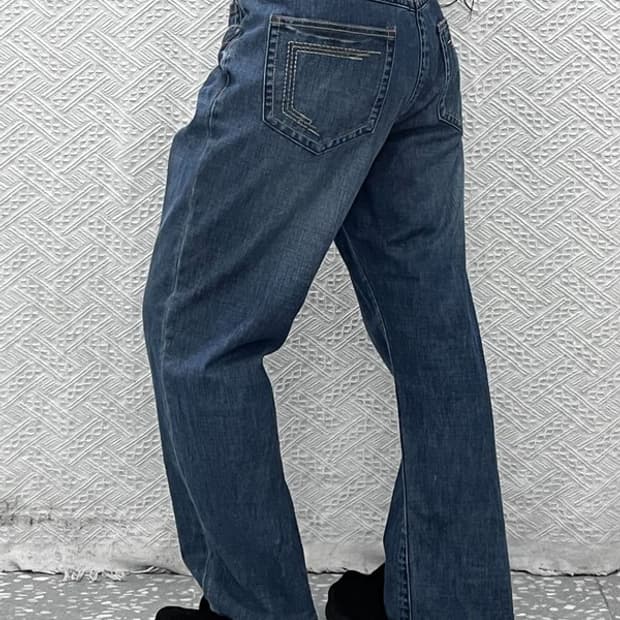 본 더치 레트로 키치 그로테스크 자수 데님팬츠 34인치 C09637