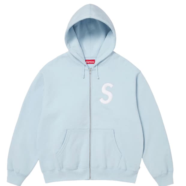 슈프림 S 로고 집업 후드 스웨트셔츠 라이트블루 새상품