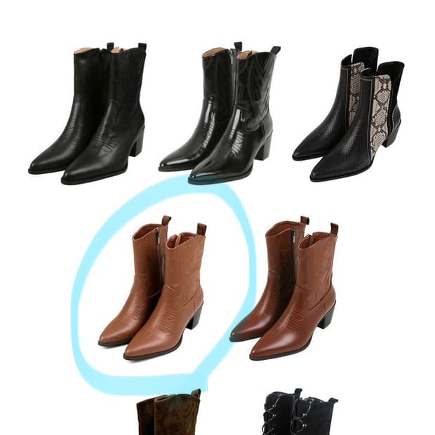 강자매 웨스턴 앵클 부츠 소가죽 빈티지 탄 브라운 무광 240