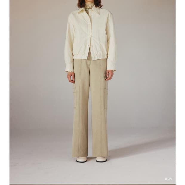 LEUNI Padded Button Up Blouson _Cream