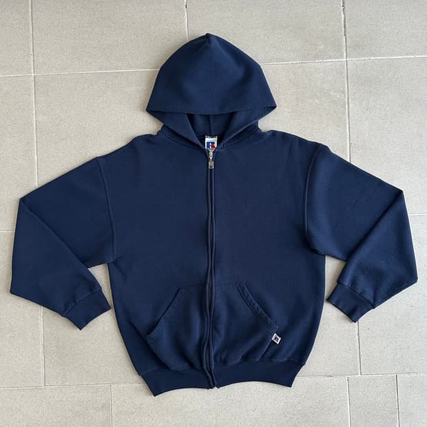 90s 빈티지 러셀 후드집업 네이비 M