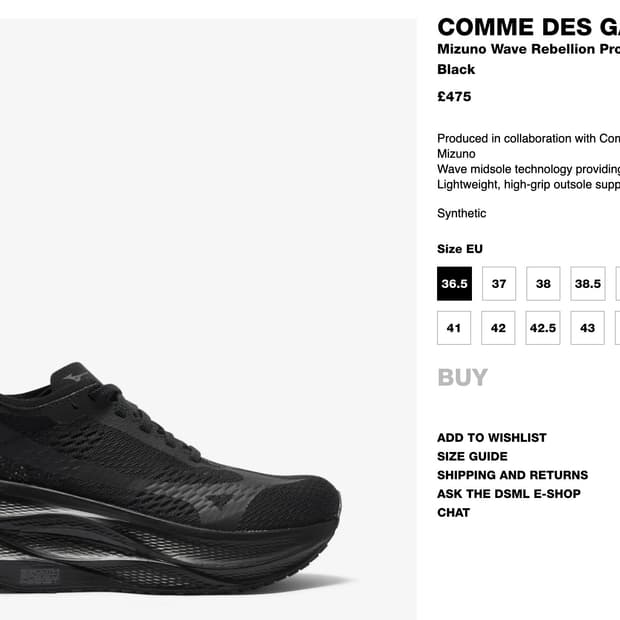 conme des Garcons x Mizuno 255