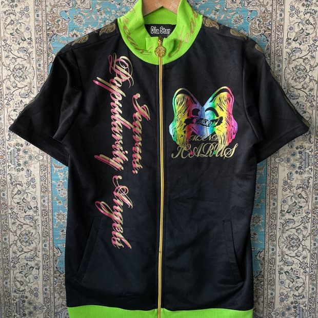 JPN DIA Star Wings Print Y2K zip up1669