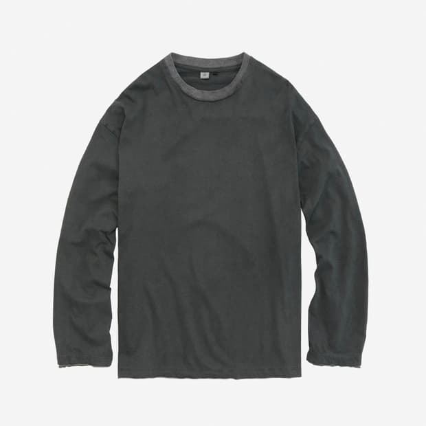 [3] 폴리테루 레이어드 롱슬리브 그린 + 그레이