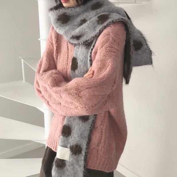 원더원더 도트 목도리 블랙화이트