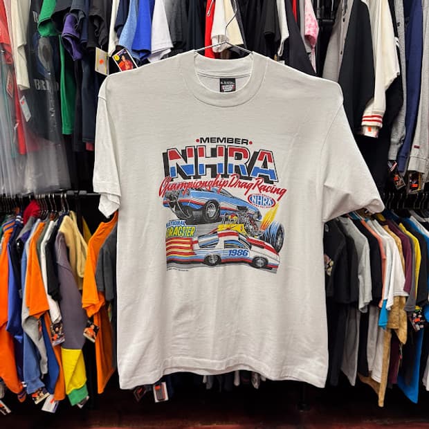 1986년도 빈티지 싱글 스트치 NHRA Drag Racing 티셔츠