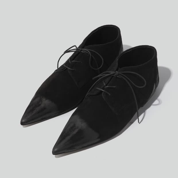 렉토 스웨이드 하이넥 포인트 토 더비 슈즈 부츠 블랙