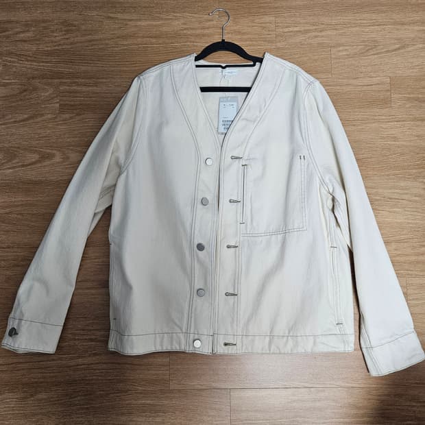 코스 cos 탑스티치드 데님 셔츠 자켓 아이보리 m