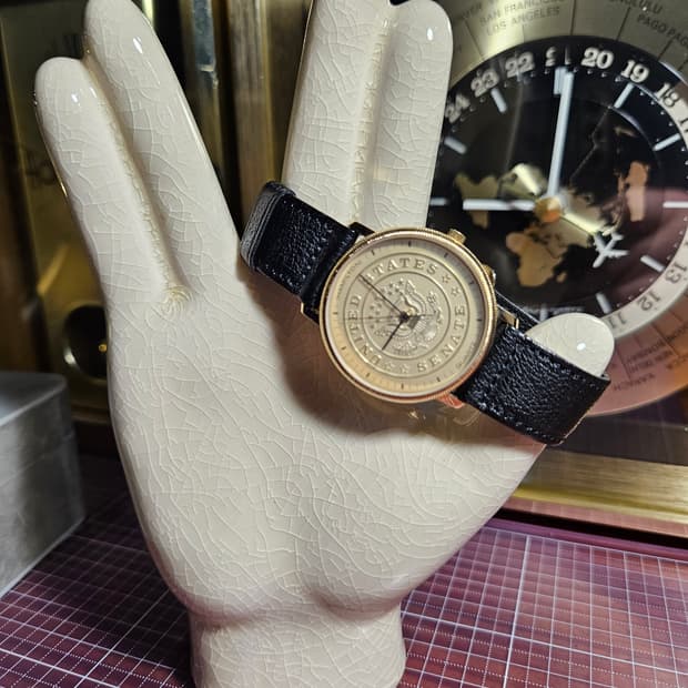 해밀턴 US Senate 상원 위원용 쿼츠 시계 블랙 가죽