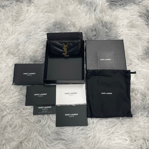 입생로랑 마틀라세 금장 카드지갑 블랙 [os]