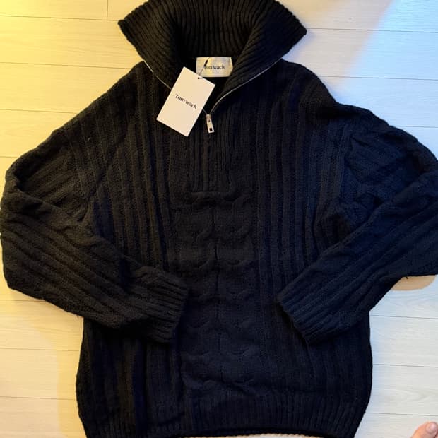 토니웩 하프 집업 케이블 니트