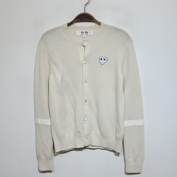 (정품) 꼼데가르송 가디건 아이보리 화이트 와펜 AZ N065 