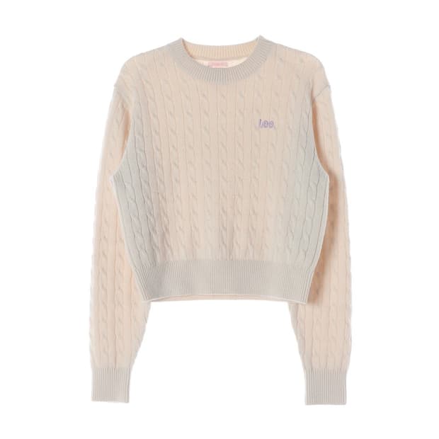 LEE 아이보리 케이블 크롭 니트 M