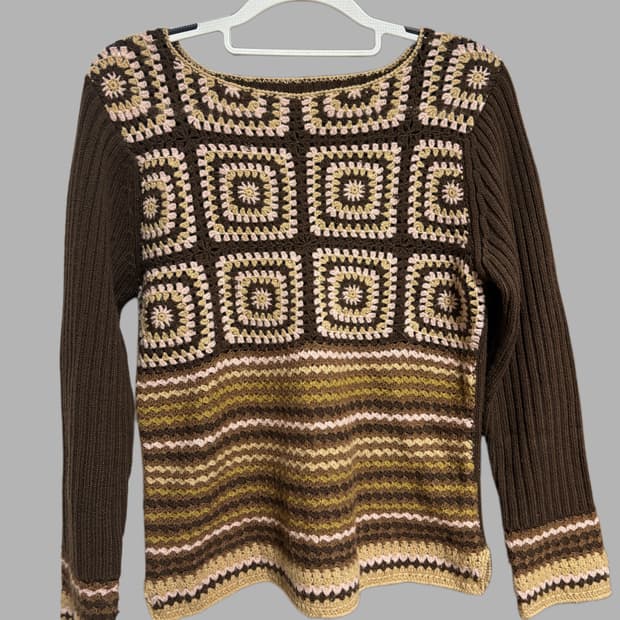 빈티지 크로쉐 모티브 뜨개 니트