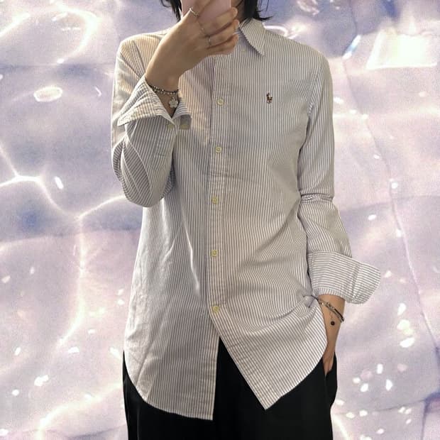 폴로 랄프로렌 신형 스트라이프 셔츠 연보라 S 