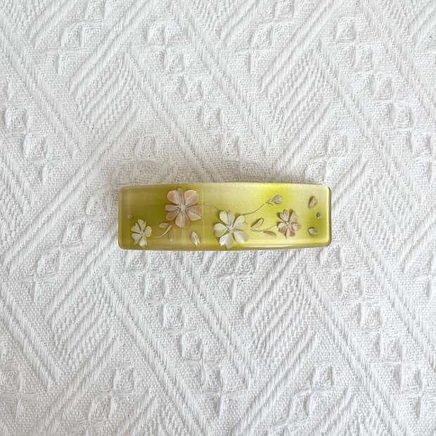 골든 라임 꽃 아트 헤어핀