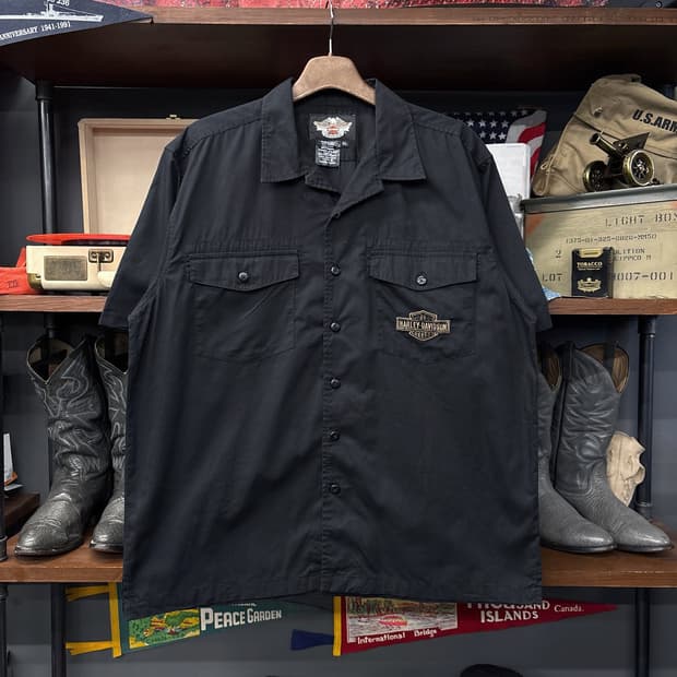 00s 할리데이비슨 브론즈 바앤쉴드 이글스 스텐실 워크셔츠 N1188