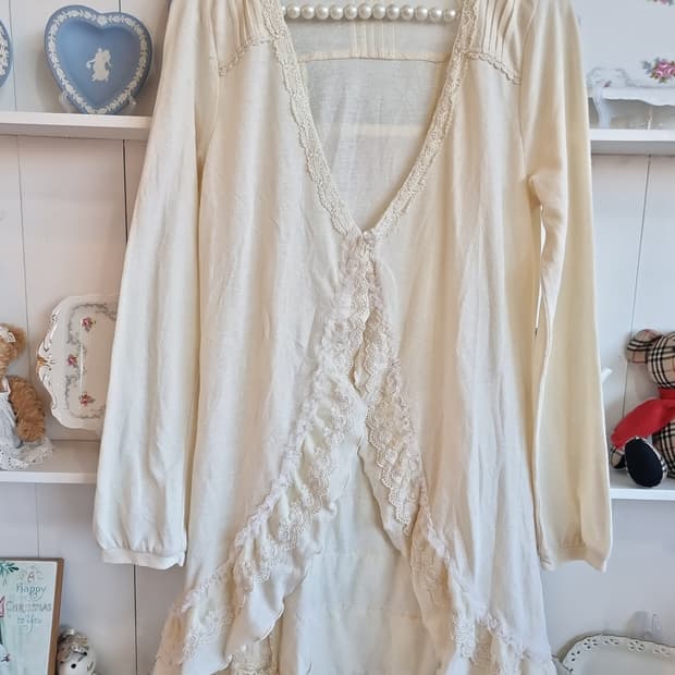 axes femme 레이스 롱 가디건 아이보리