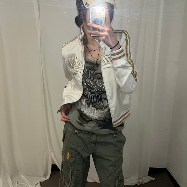 00‘s 골드레터링 화이트 나일론 집업