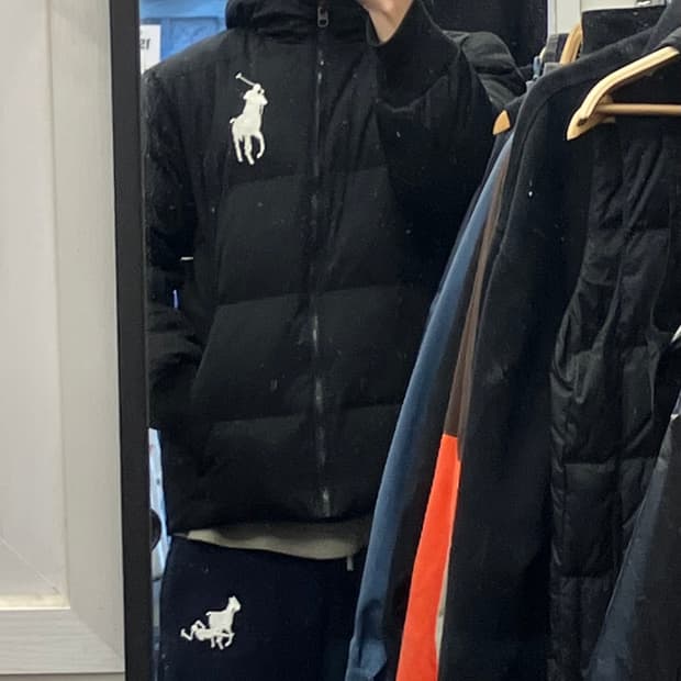 폴로 00s 빅포니로고 패딩 블랙