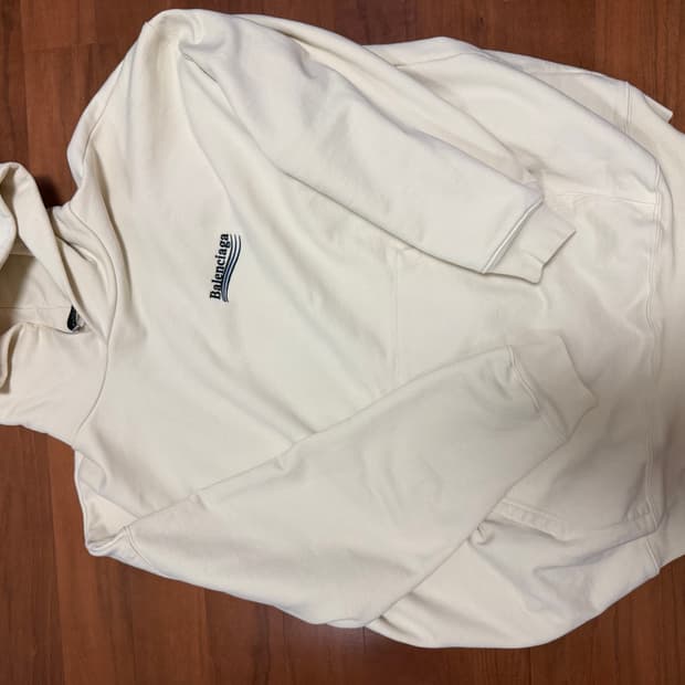 발렌시아가 자수 웨이브로고 후드티