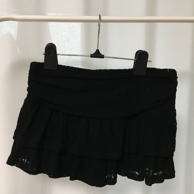샵사이다 floral lace layered mini skirt