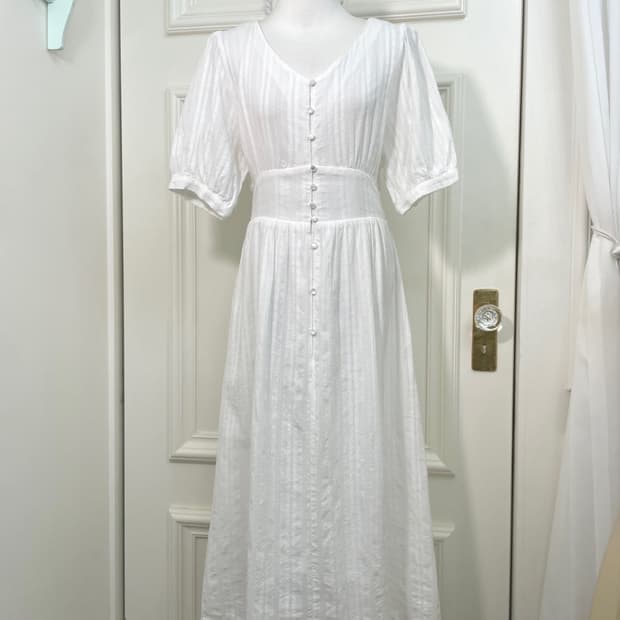 white puff sleeve princess cotton long o
