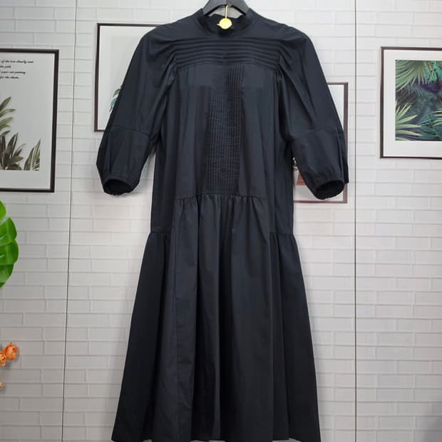 주크 쥬크 퍼프 소매 루즈핏 셔링 롱원피스 드레스 55사이즈 새상품급