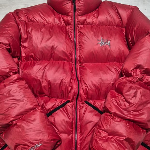 스투시 마이크로 립스탑 패딩 레드 L