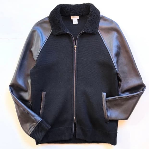 클럽 모나코 쉽스킨 니트 레더 자켓