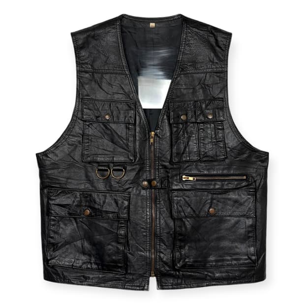 빈티지 포켓 가죽 베스트 조끼