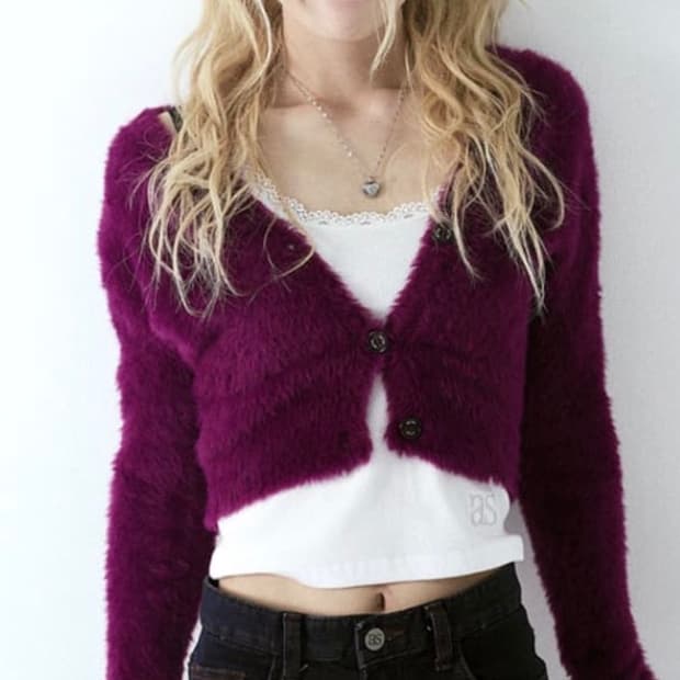 애즈온 마카롱 니트 가디건 