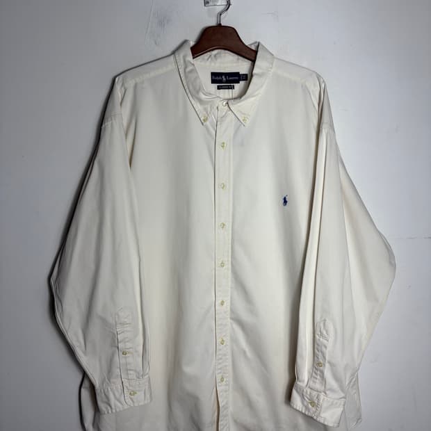 Polo 빅사이즈 옐로우 스티치 아이보리 셔츠
