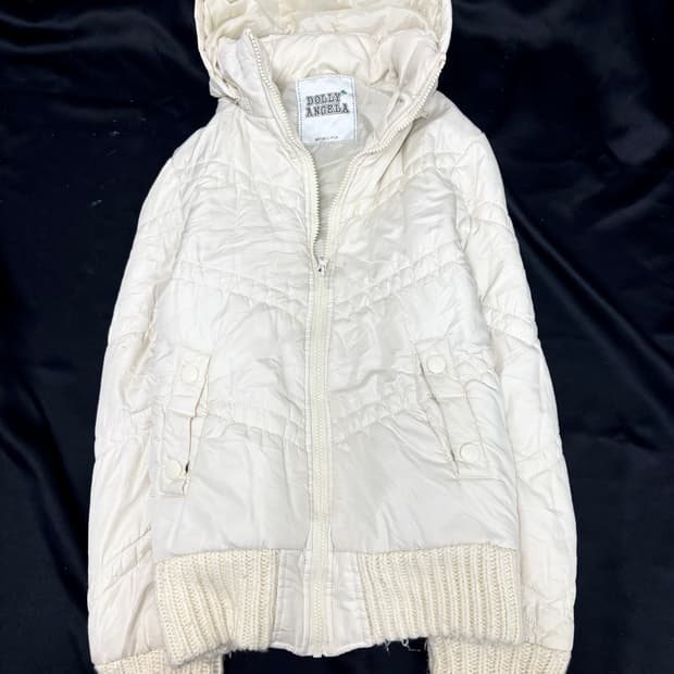 [Y2K]DOLLY ANGELA 화이트 컬러 아이보리 시보리 디테일 흐디