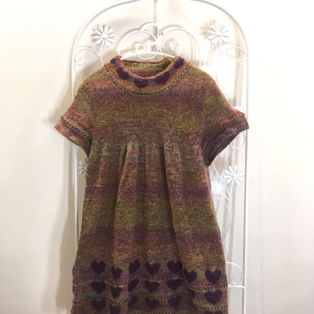 jpn vintage bohemian girl heart knit one