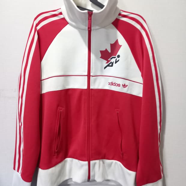 아디다스 캐나다 빨흰 트랙탑 저지 져지집업 95/M