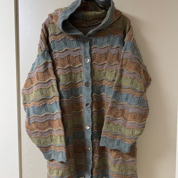 〰️물결 뮤트톤 니트 후드집업